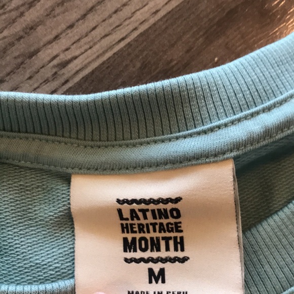 🐠Light Green/Blue Relaxed Fit Crew Neck Hola Graphic Sweatshirt Size M | NWOT - Picture 3 of 4